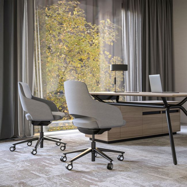 SANDIE Bürodrehstuhl | Niedrige Rückenlehne, Synchronmechanik, 5-Stern-Fußkreuz