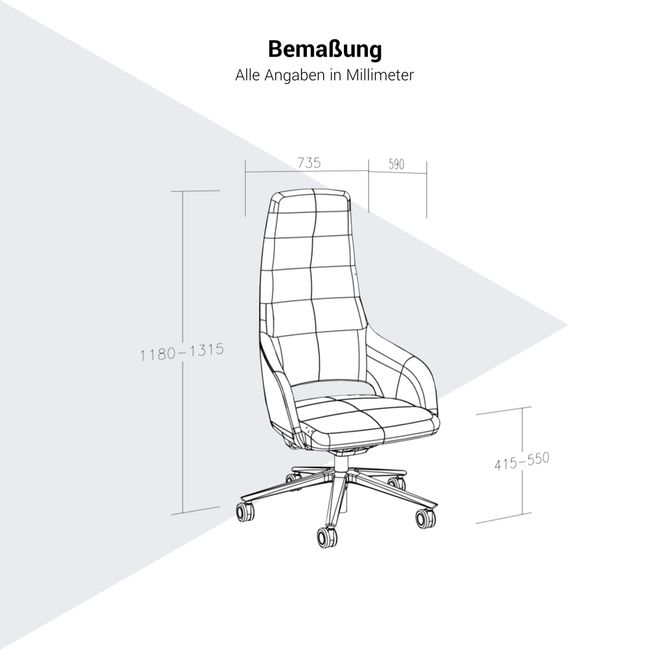 SANDIE Bürodrehstuhl | Hohe Rückenlehne, Synchronmechanik, 5-Stern-Fußkreuz