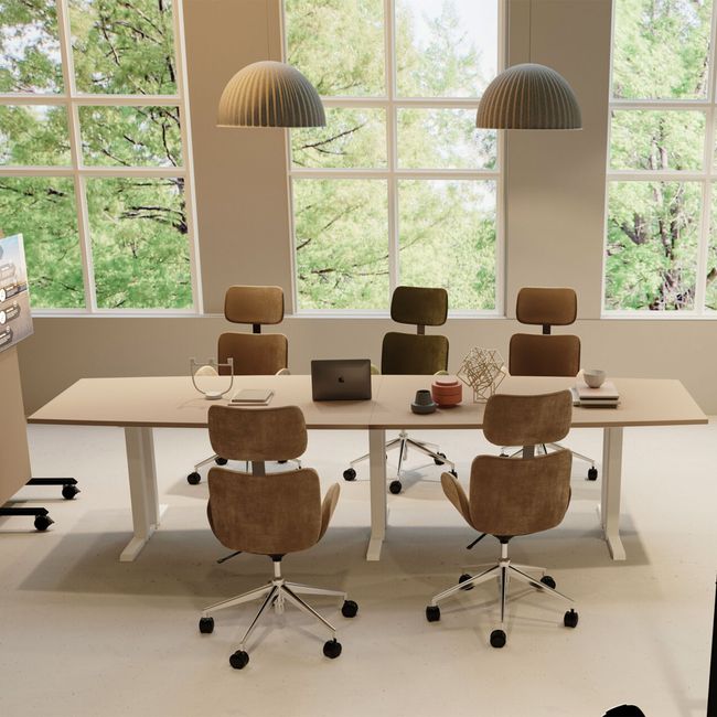 L-Line Konferenztisch | 3200-4800 mm, integrierte Kabelführung, optionale Mediaports