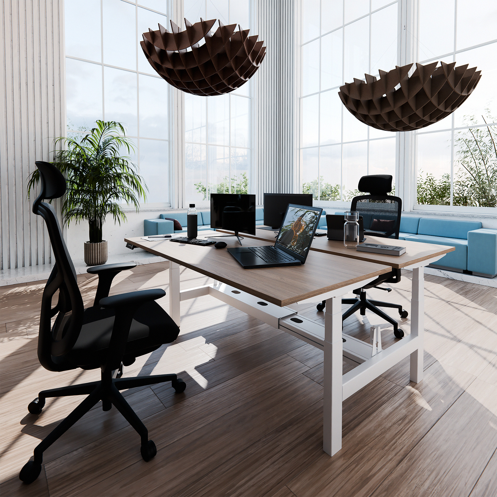 TELDRA Pro Team-Schreibtisch | 1600-1800 mm, elektrisch höhenverstellbar, Bernsteineiche - 8 Main Image