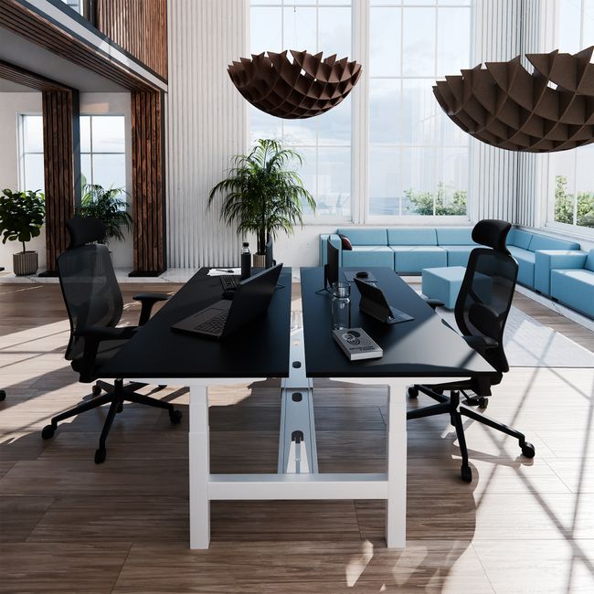 TELDRA Pro Team-Schreibtisch | 1600-1800 mm, elektrisch höhenverstellbar, Schwarz