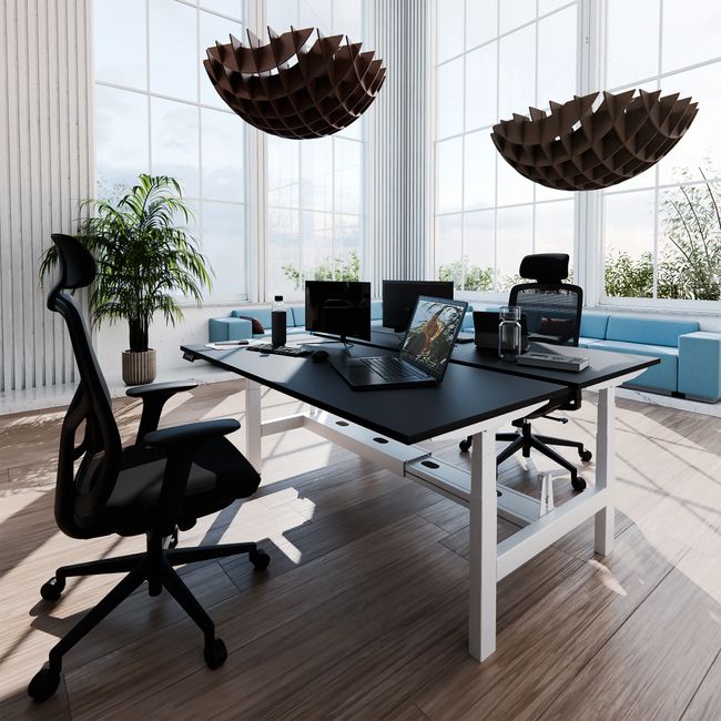 TELDRA Pro Team-Schreibtisch | 1600-1800 mm, elektrisch höhenverstellbar, Schwarz