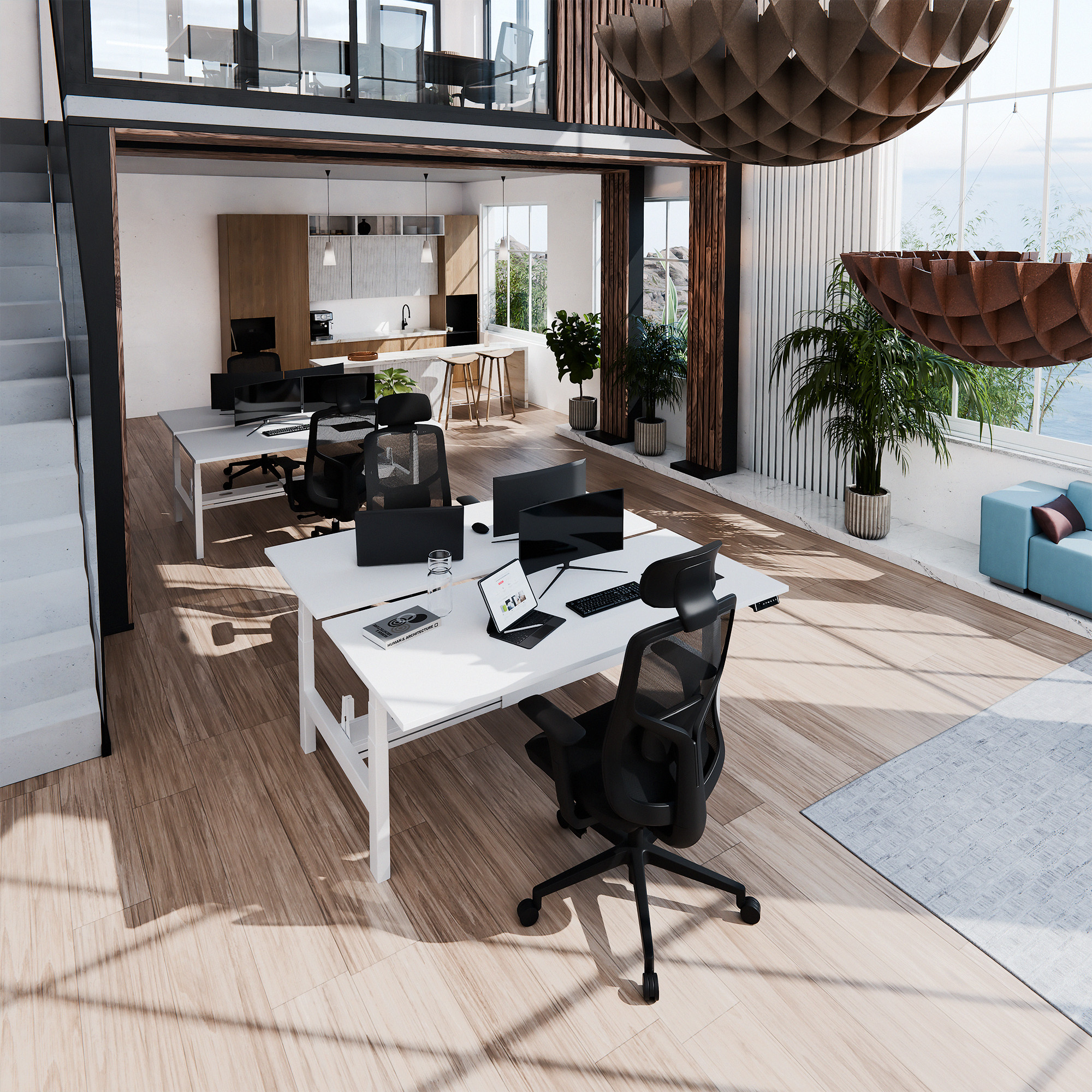 TELDRA Pro Team-Schreibtisch | 1600-1800 mm, elektrisch höhenverstellbar, Weiß - 9 Main Image