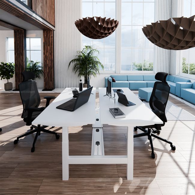 TELDRA Pro Team-Schreibtisch | 1600-1800 mm, elektrisch höhenverstellbar, Weiß