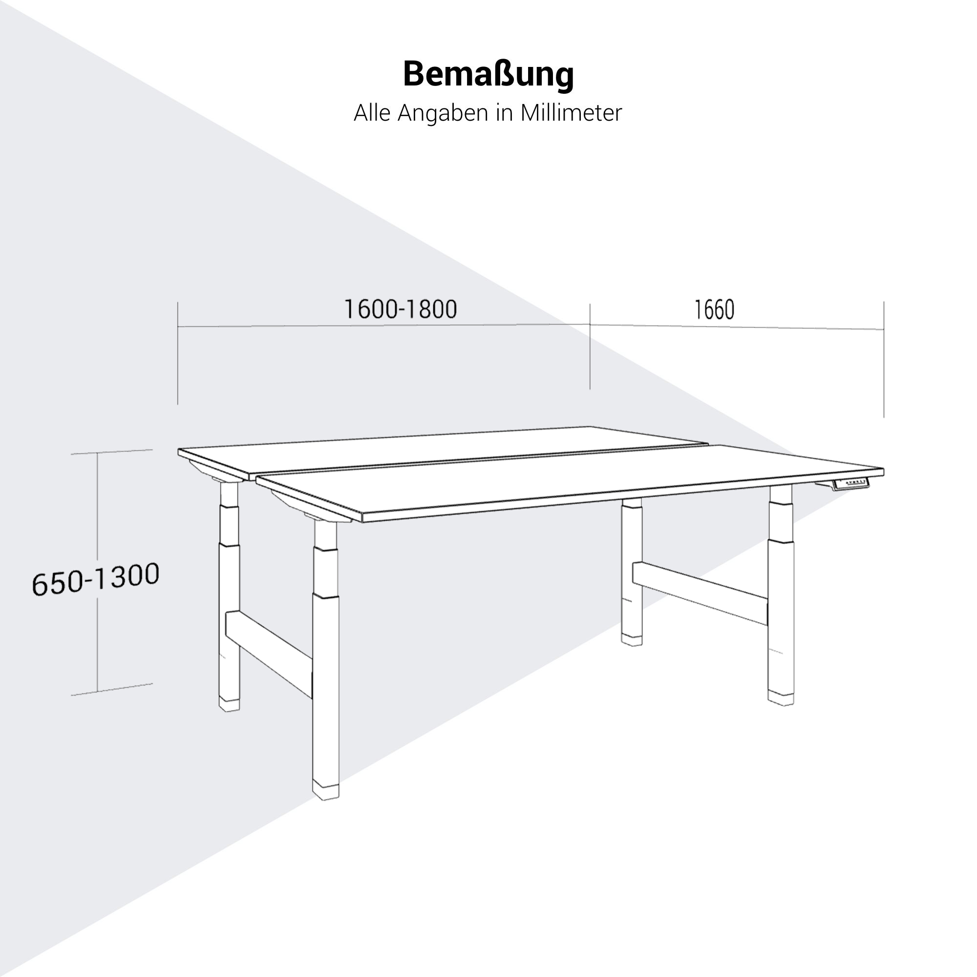Bureau TELDRA Pro Team | 1600-1800 mm, réglable en hauteur électriquement, gris perle - 5 Main Image