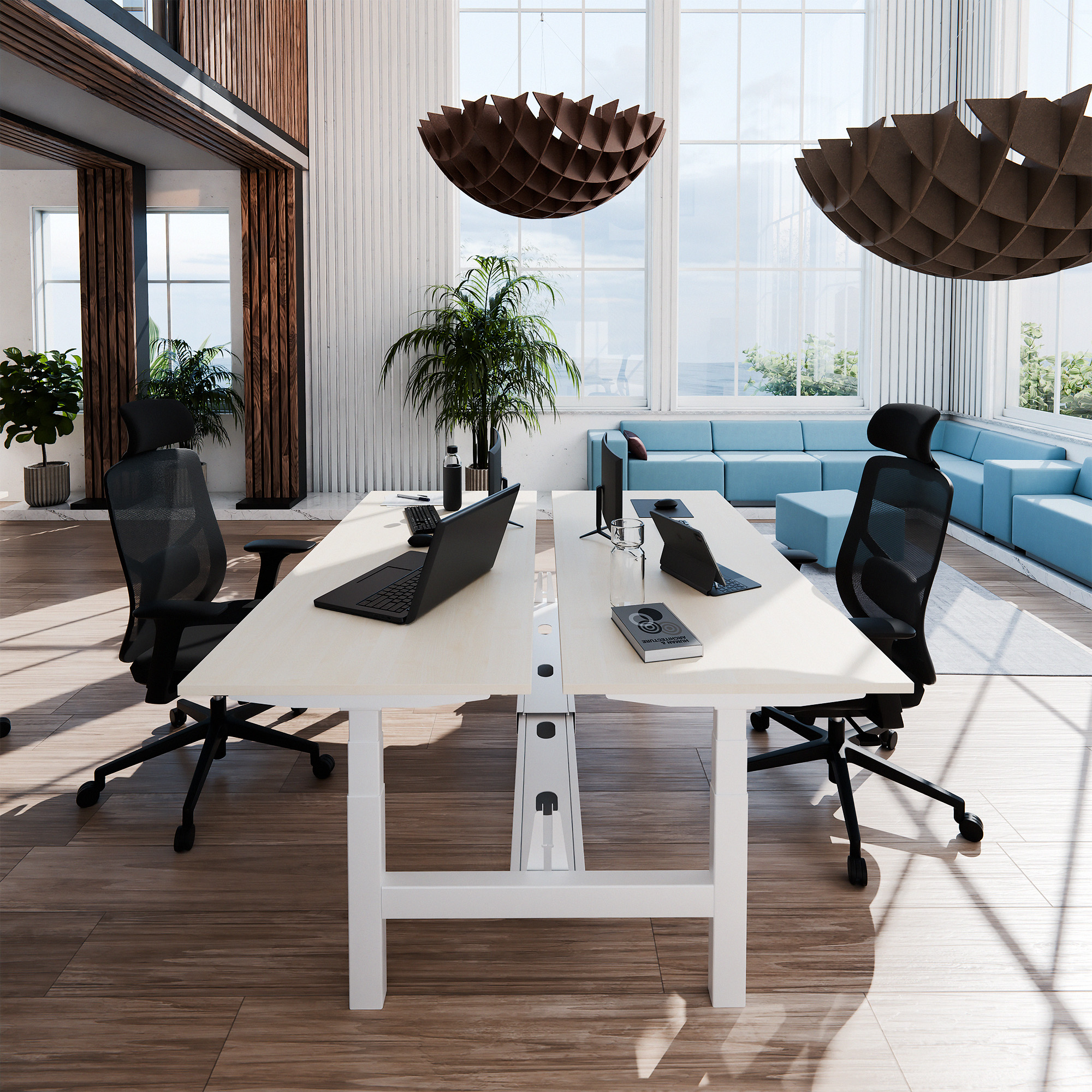 TELDRA Pro Team-Schreibtisch | 1600-1800 mm, elektrisch höhenverstellbar, Ahorn - 3 Main Image