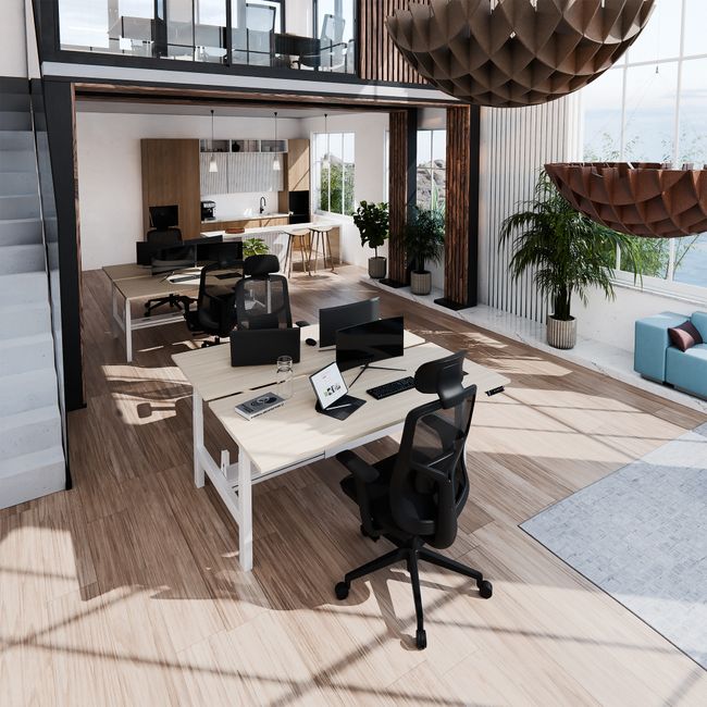 TELDRA Pro Team-Schreibtisch | 1600-1800 mm, elektrisch höhenverstellbar, Sandesche