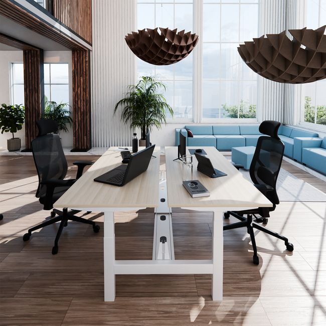 TELDRA Pro Team-Schreibtisch | 1600-1800 mm, elektrisch höhenverstellbar, Sandesche