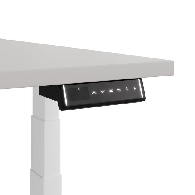 TELDRA Pro Team-Schreibtisch | 1600-1800 mm, elektrisch höhenverstellbar, Linoleum Pebble