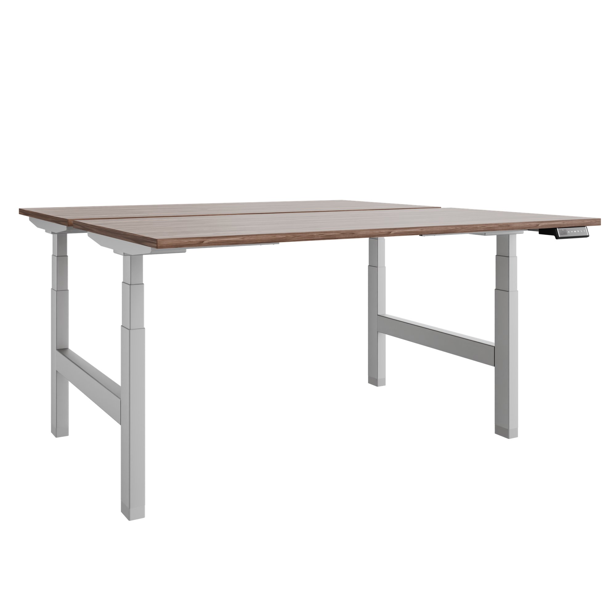 TELDRA Pro Team-Schreibtisch | 1600-1800 mm, elektrisch höhenverstellbar, Echtholz-Furnier Nussbaum - 1 Main Image