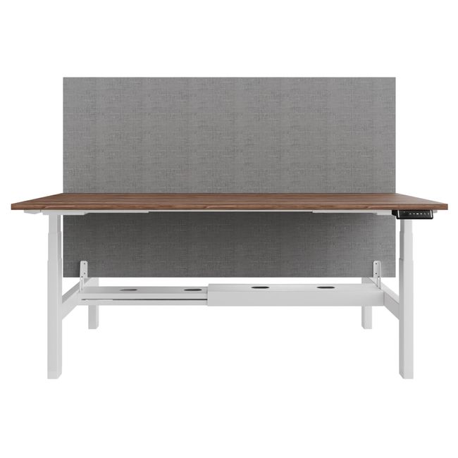 TELDRA Pro Team-Schreibtisch | 1600-1800 mm, elektrisch höhenverstellbar, Echtholz-Furnier Nussbaum