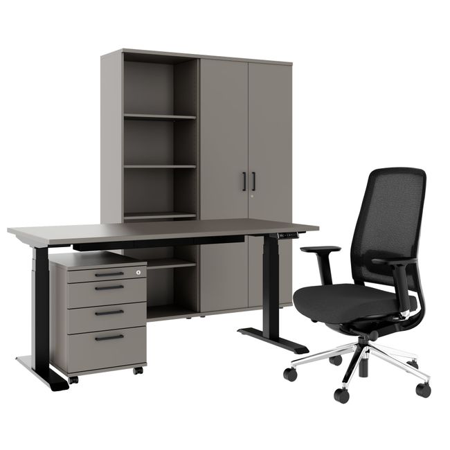 FUSION Set - Das ergonomische Komplettbüro | Cubanitgrau