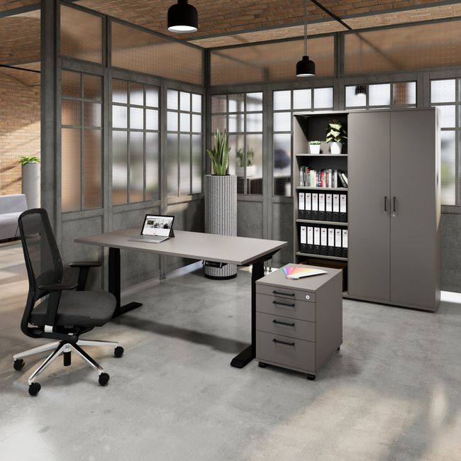 FUSION Set - Das ergonomische Komplettbüro | Cubanitgrau