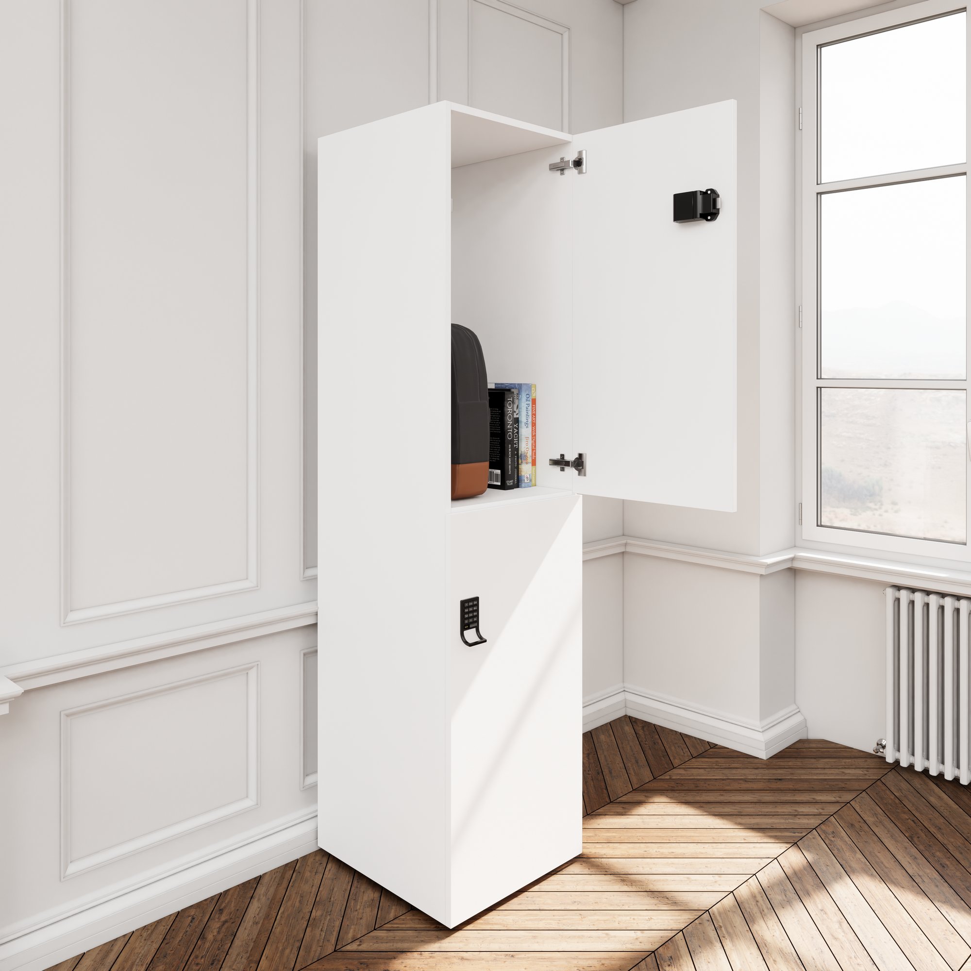 CHOICE Locker | 450 x 1820 mm, 2 large or 4 small lockers, white - 8 Main Image