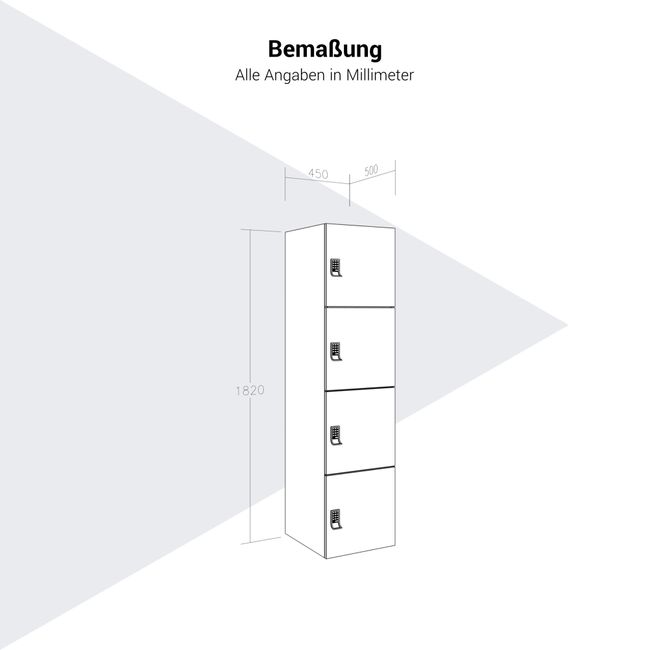 CHOICE Spind | 450 x 1820 mm, 2 große oder 4 kleine Schließfächer, Weiß