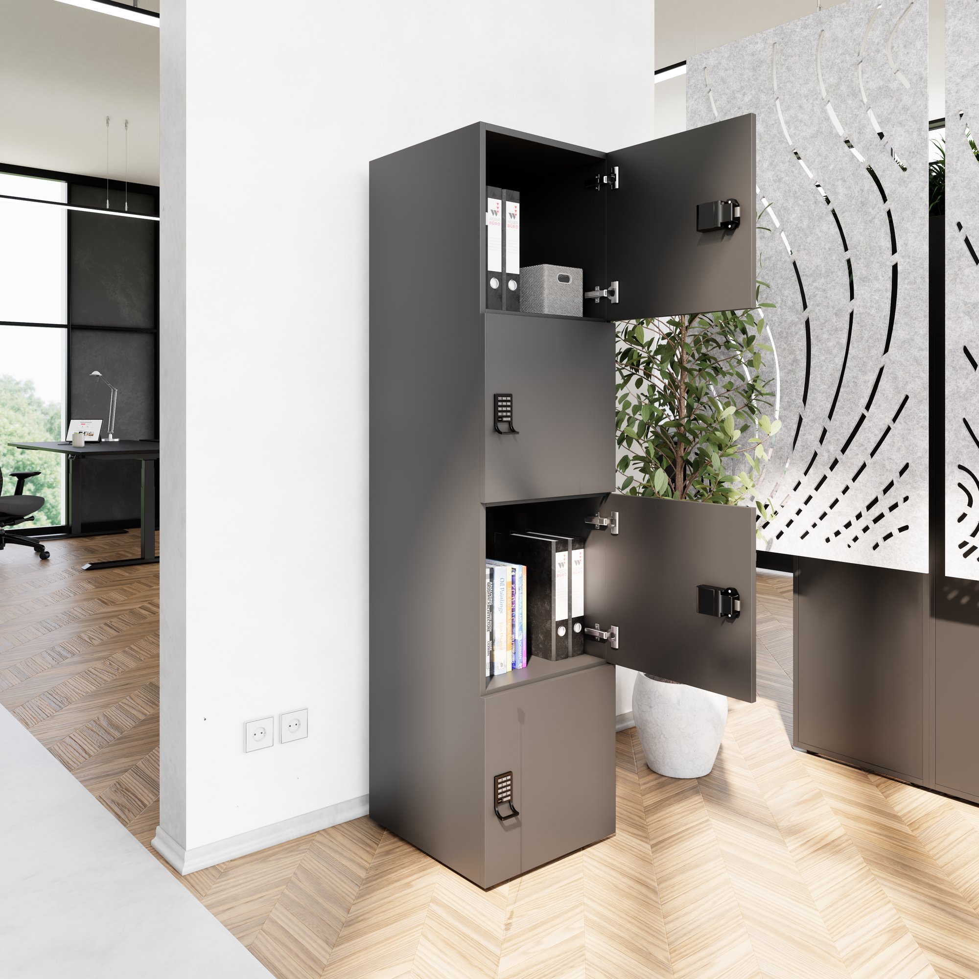 CHOICE Spind | 450 x 1820 mm, 2 große oder 4 kleine Schließfächer, Anthrazit - 8 Main Image