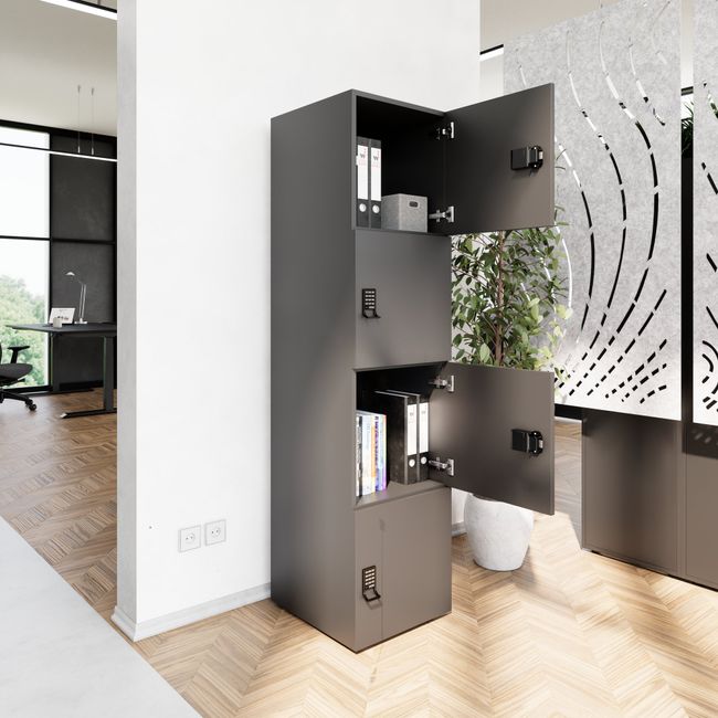 CHOICE Spind | 450 x 1820 mm, 2 große oder 4 kleine Schließfächer, Anthrazit