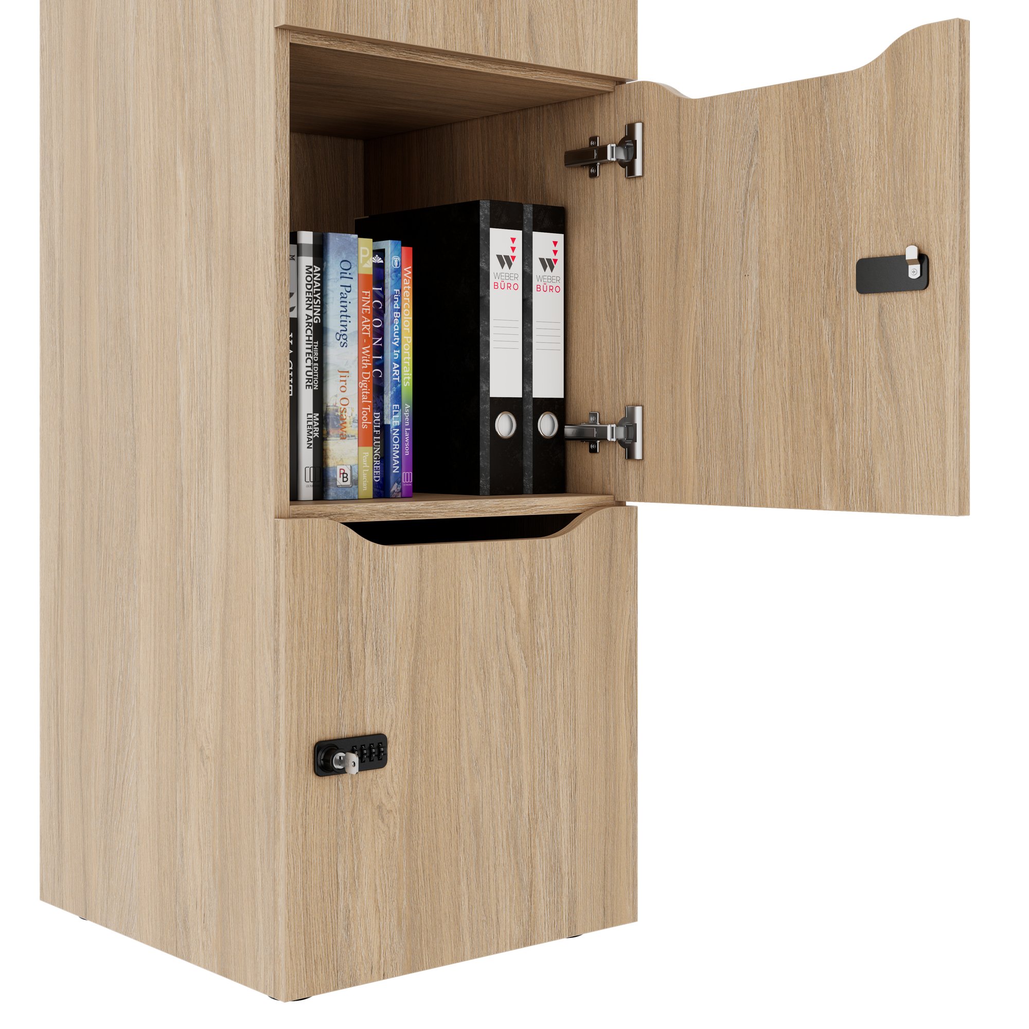CHOICE Spind | 450 x 1820 mm, 2 große oder 4 kleine Schließfächer, Bernsteineiche - 5 Main Image