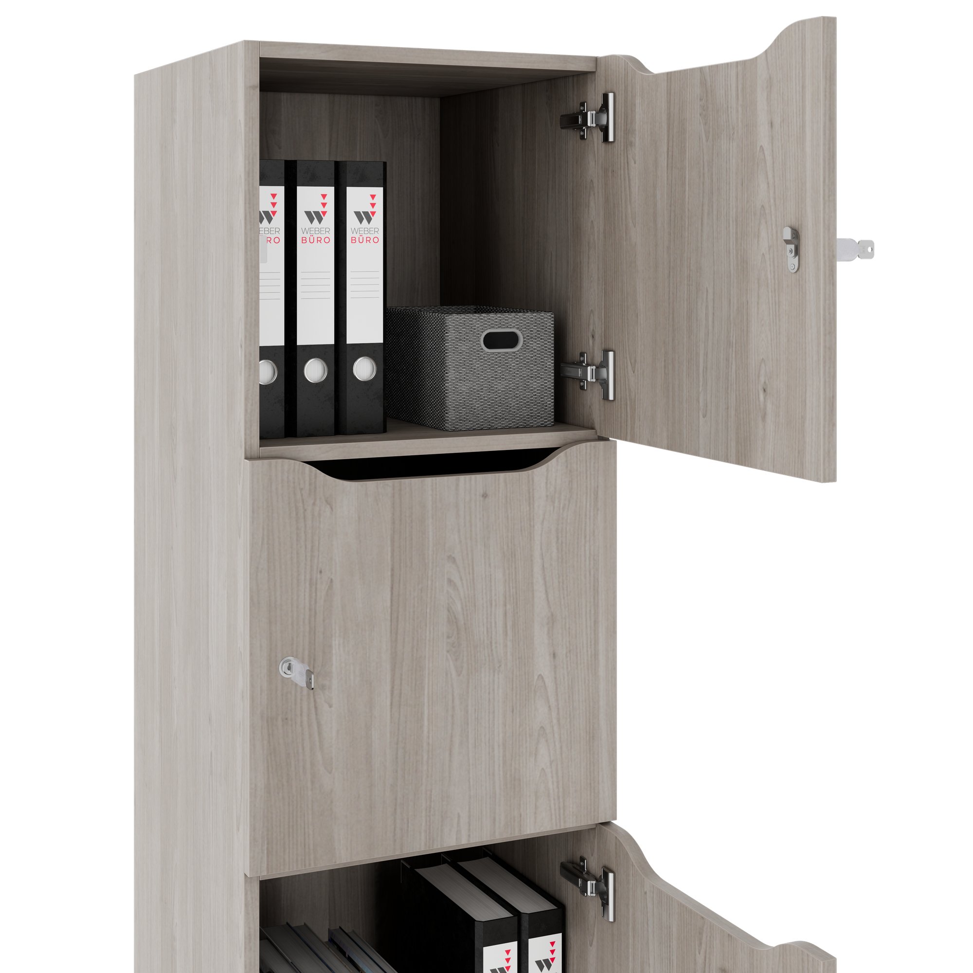 CHOICE Spind | 450 x 1820 mm, 2 große oder 4 kleine Schließfächer, Nordeiche grau - 4 Main Image