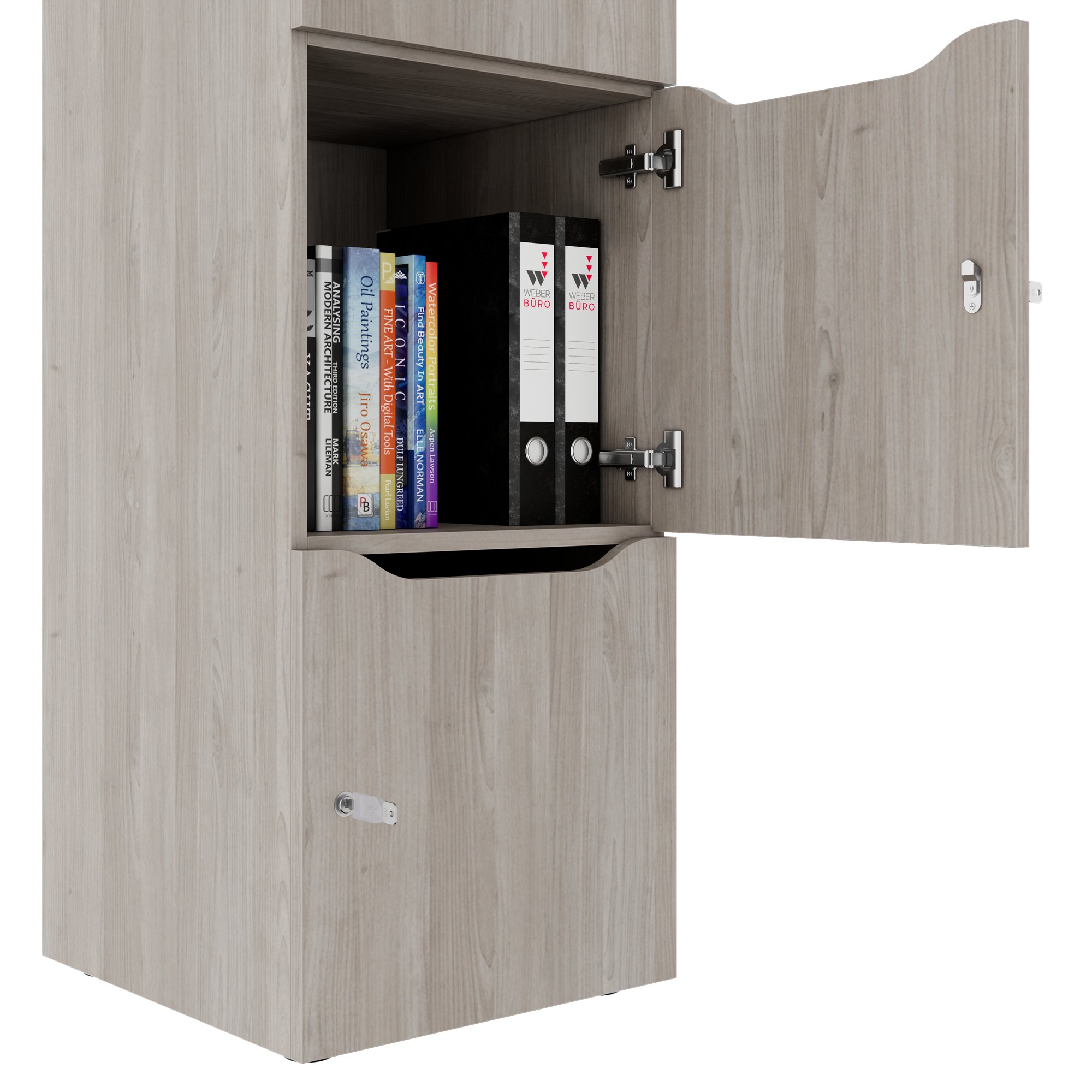 CHOICE Spind | 450 x 1820 mm, 2 große oder 4 kleine Schließfächer, Nordeiche grau - 5 Main Image