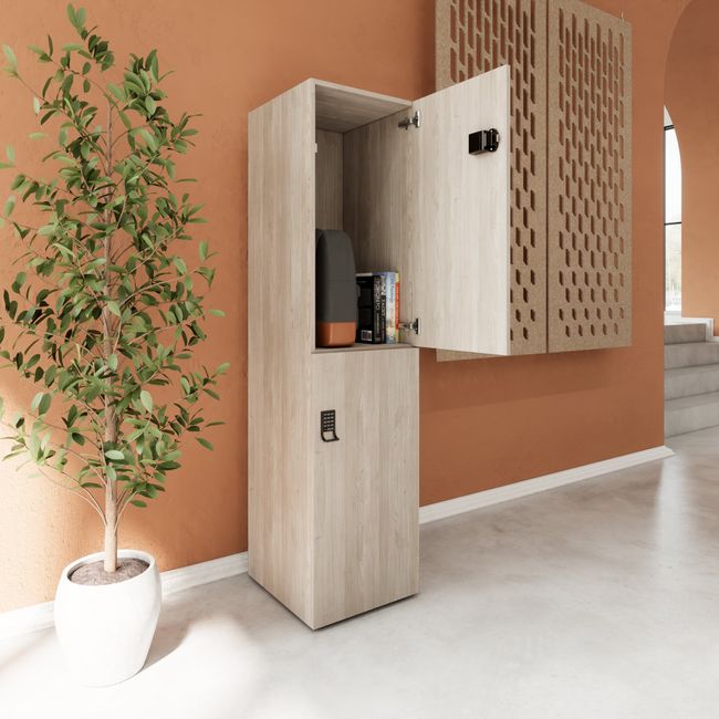 CHOICE Spind | 450 x 1820 mm, 2 große oder 4 kleine Schließfächer, Nordeiche grau