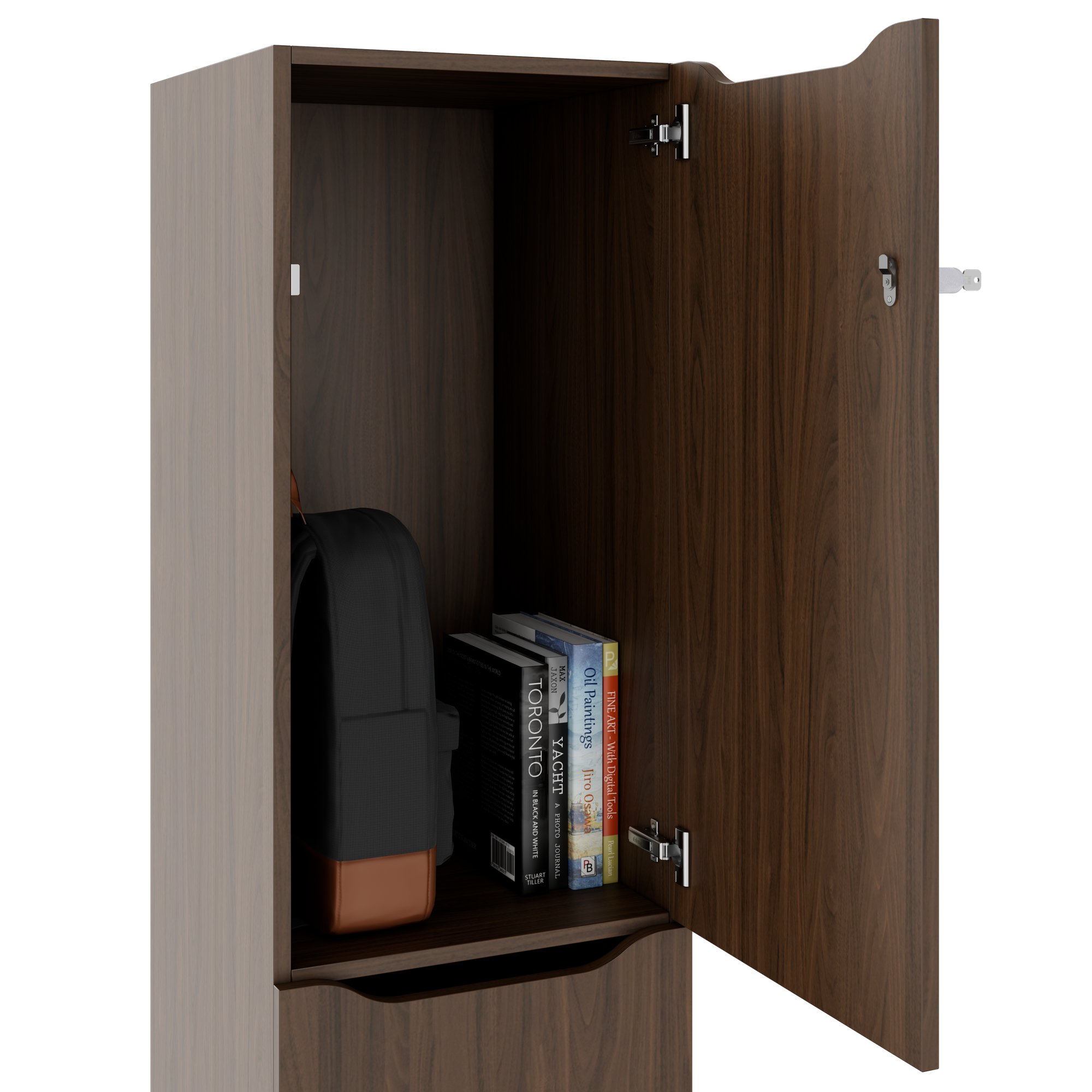 CHOICE Spind | 450 x 1820 mm, 2 große oder 4 kleine Schließfächer, Nussbaum - 4 Main Image