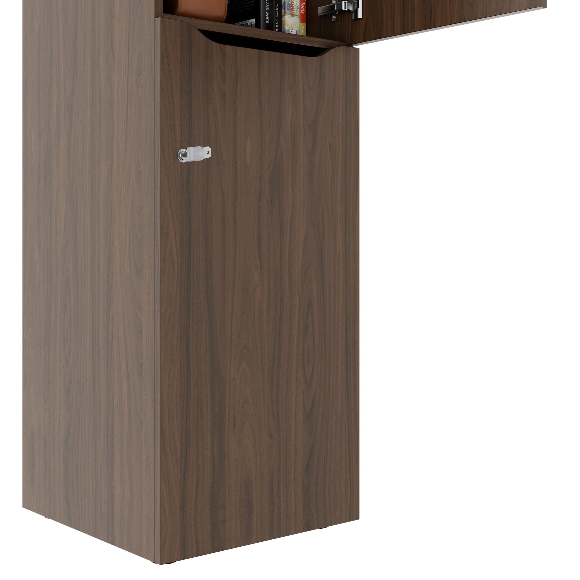 CHOICE Spind | 450 x 1820 mm, 2 große oder 4 kleine Schließfächer, Nussbaum - 5 Main Image