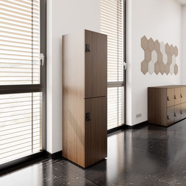 CHOICE Spind | 450 x 1820 mm, 2 große oder 4 kleine Schließfächer, Nussbaum