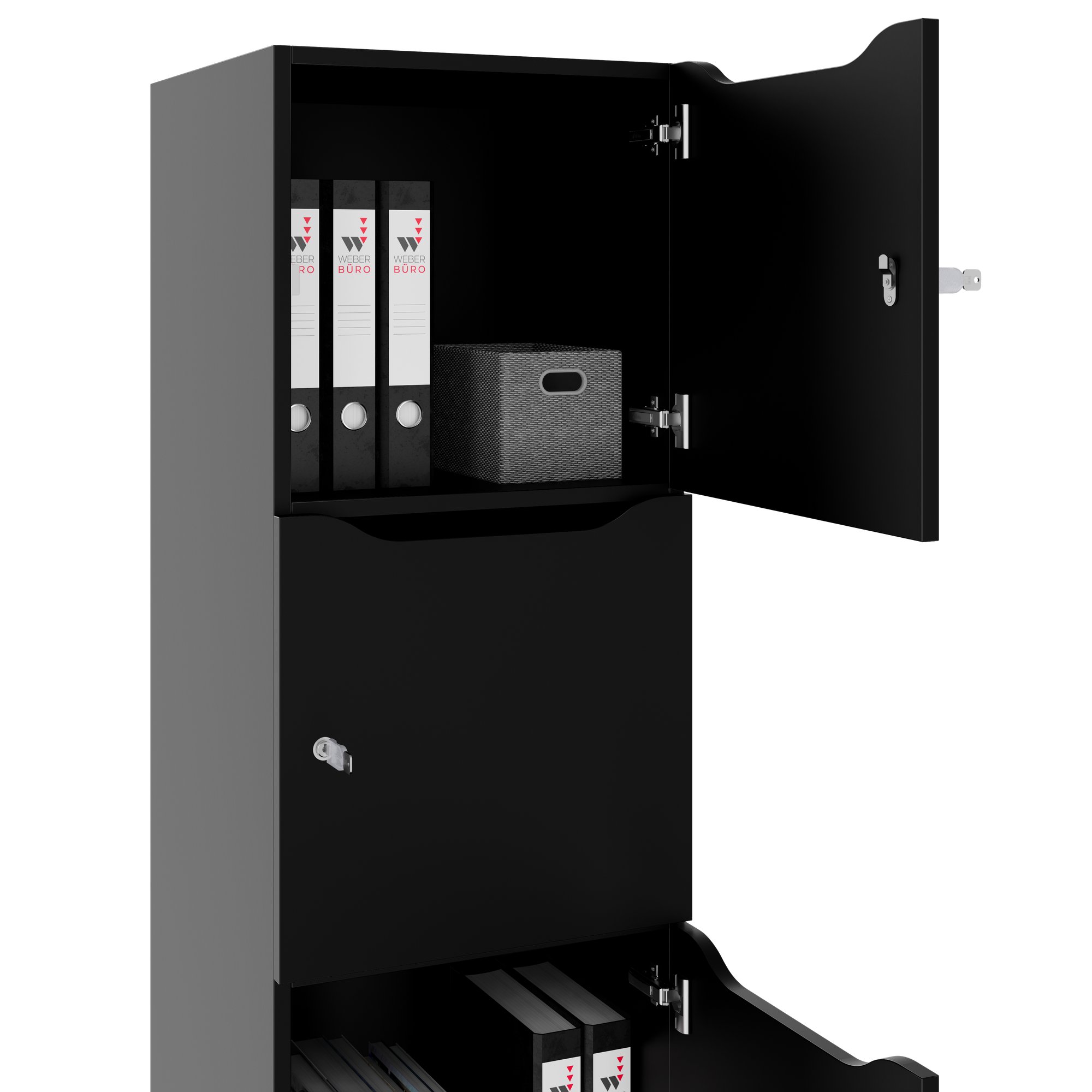 CHOICE Spind | 450 x 1820 mm, 2 große oder 4 kleine Schließfächer, Schwarz - 4 Main Image