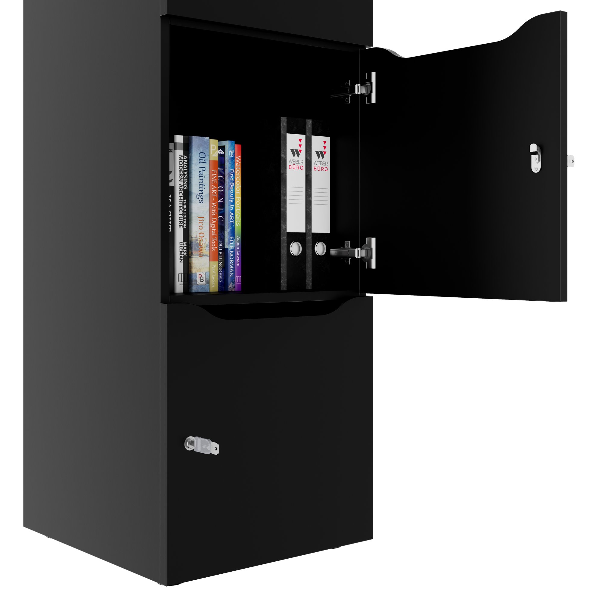 CHOICE Spind | 450 x 1820 mm, 2 große oder 4 kleine Schließfächer, Schwarz - 5 Main Image