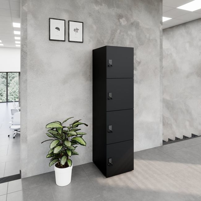 CHOICE Spind | 450 x 1820 mm, 2 große oder 4 kleine Schließfächer, Schwarz