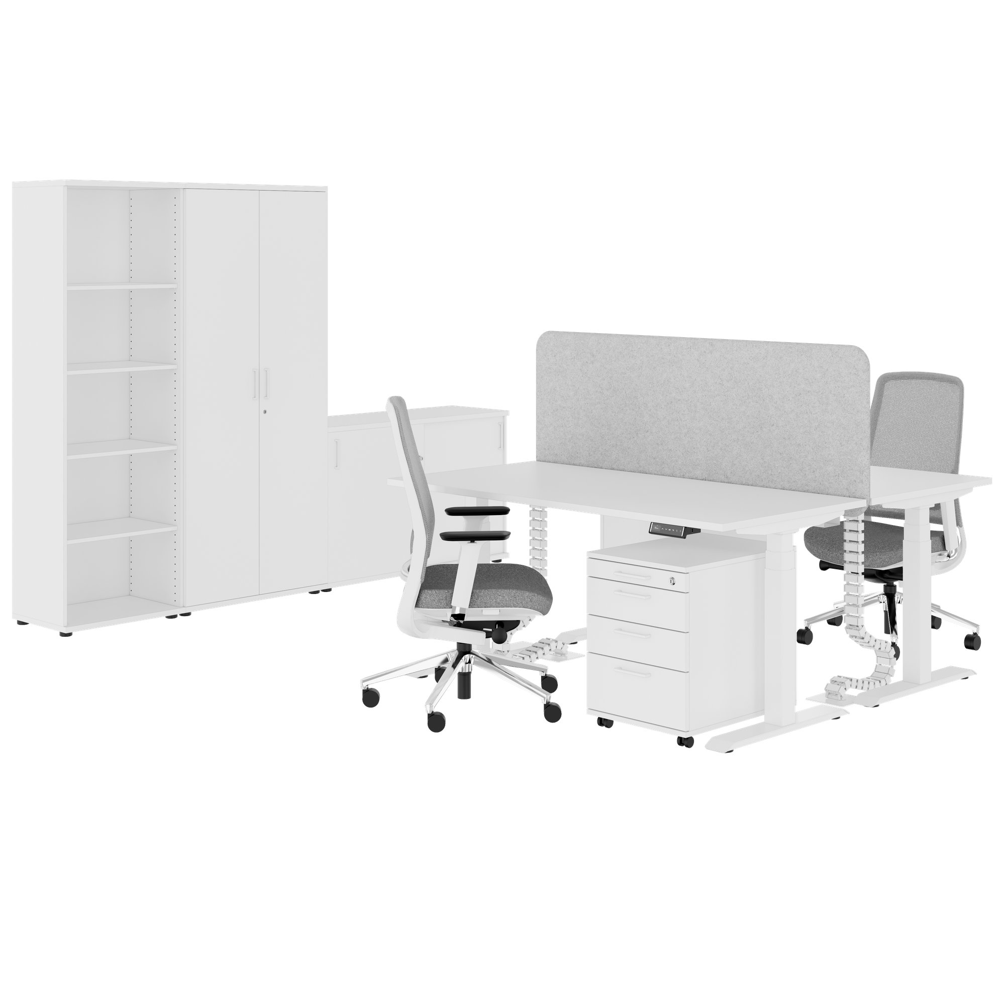 FUSION DUO Set - Komplettbüro für zwei Arbeitsplätze | Weiß - 1 Main Image