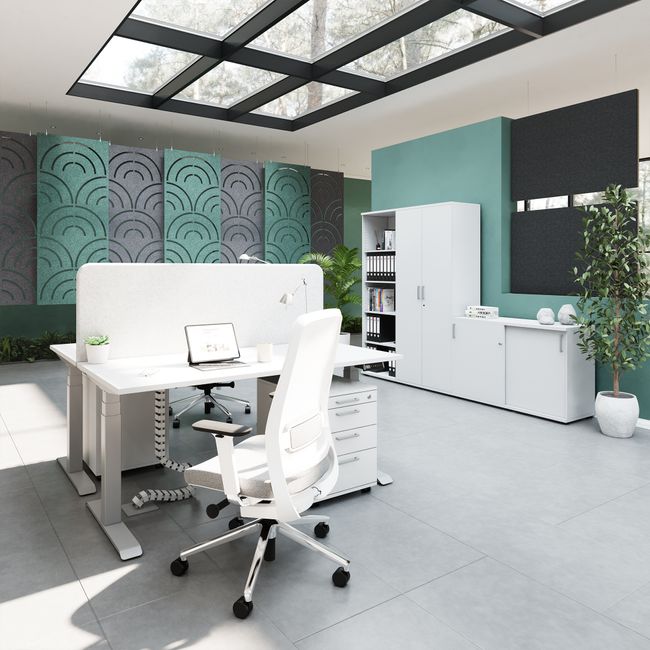 FUSION DUO Set - Komplettbüro für zwei Arbeitsplätze | Perlgrau