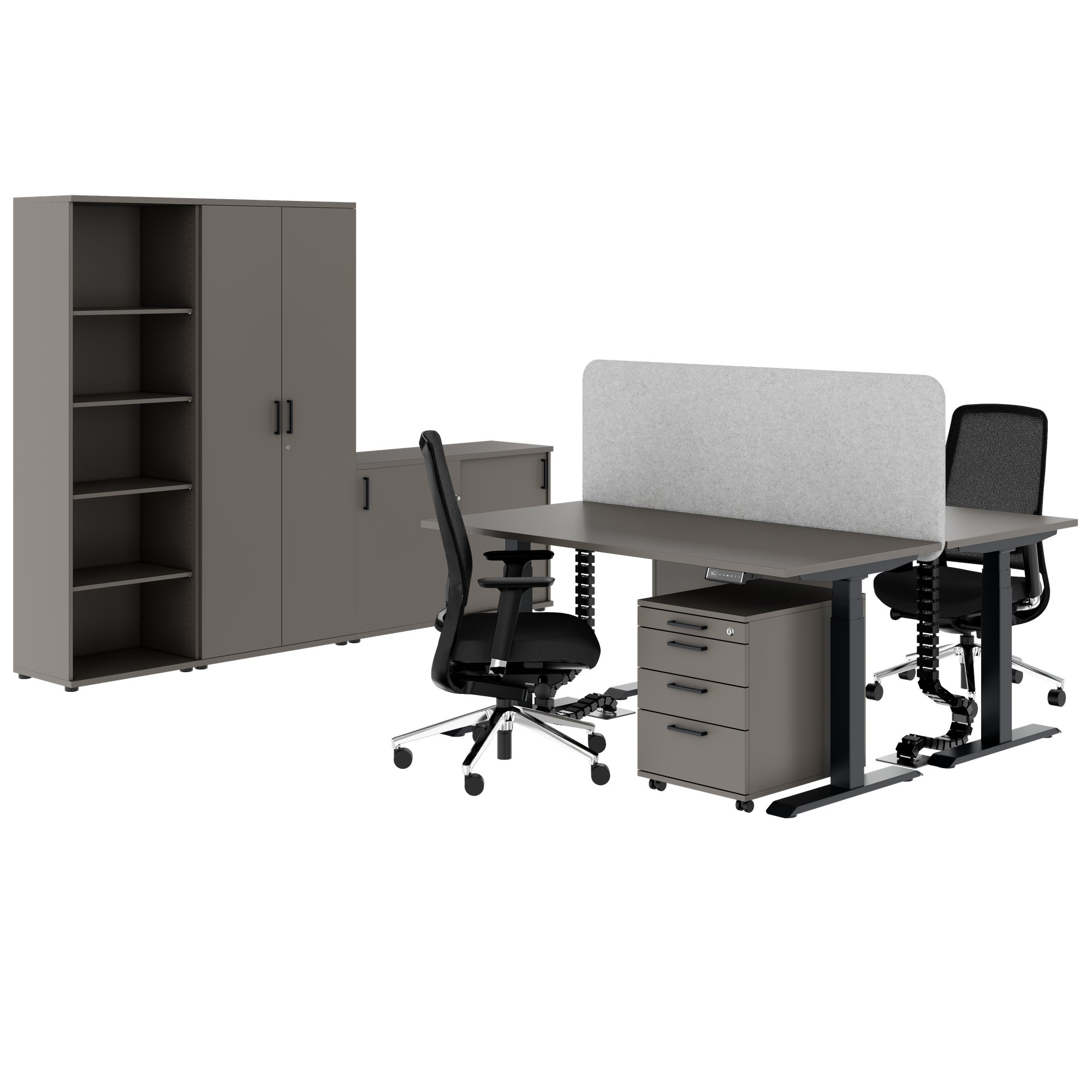 FUSION DUO Set - Komplettbüro für zwei Arbeitsplätze | Cubanitgrau - 1 Main Image