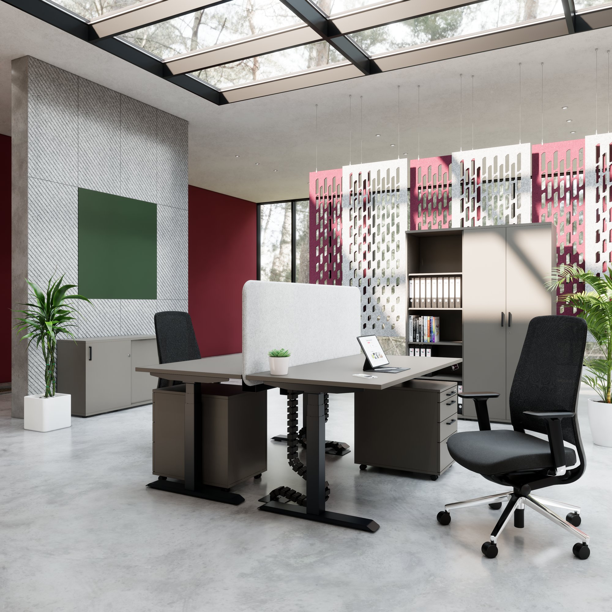 FUSION DUO Set - Komplettbüro für zwei Arbeitsplätze | Cubanitgrau - 2 Main Image