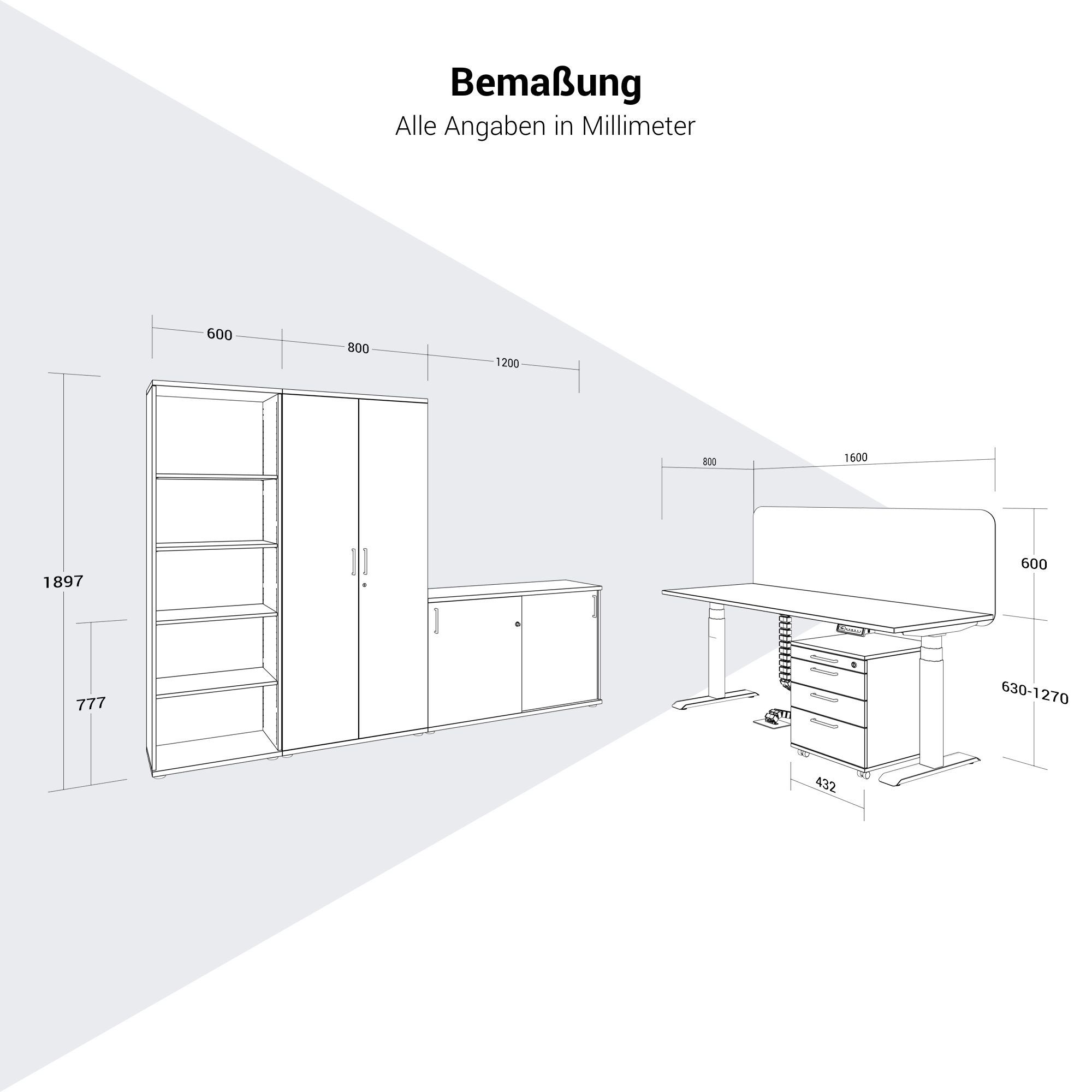 FUSION DUO Set - Komplettbüro für zwei Arbeitsplätze | Cubanitgrau - 11 Main Image