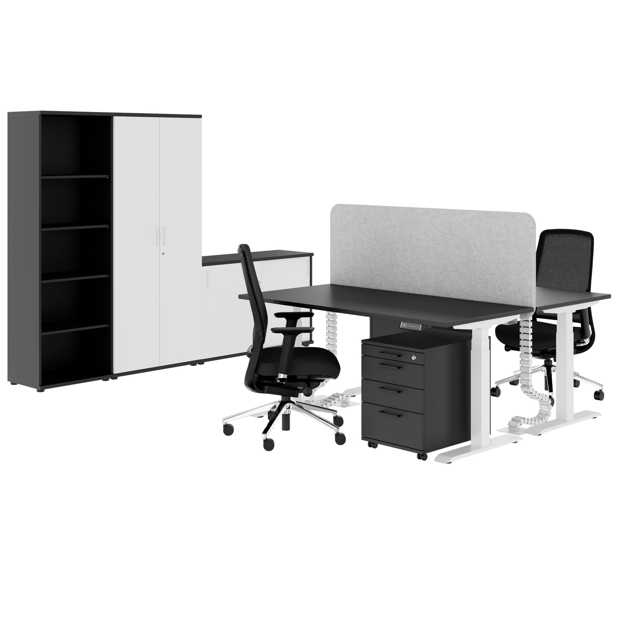 FUSION DUO Set - Komplettbüro für zwei Arbeitsplätze | Anthrazit / Weiß - 1 Main Image