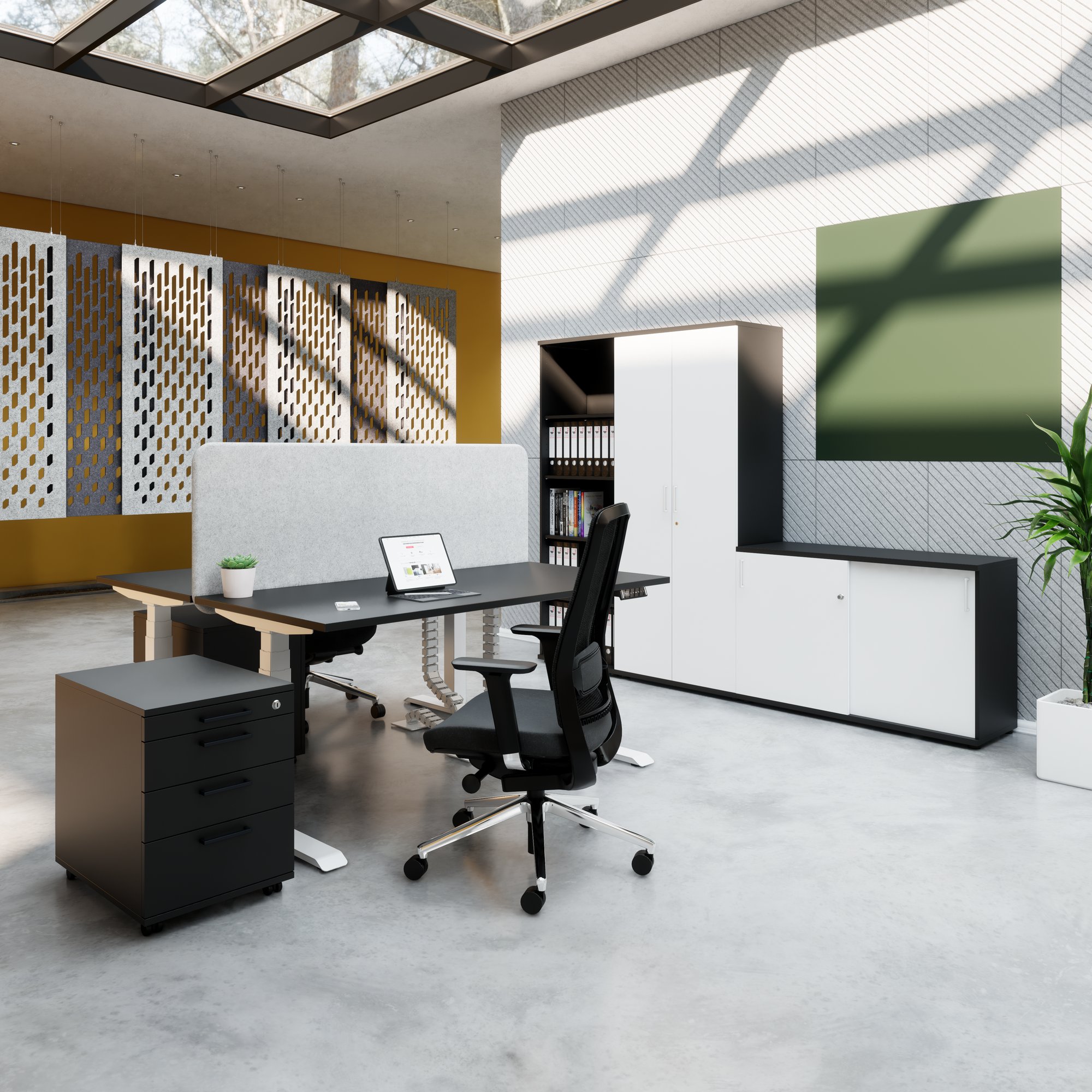 FUSION DUO Set - Komplettbüro für zwei Arbeitsplätze | Anthrazit / Weiß - 2 Main Image