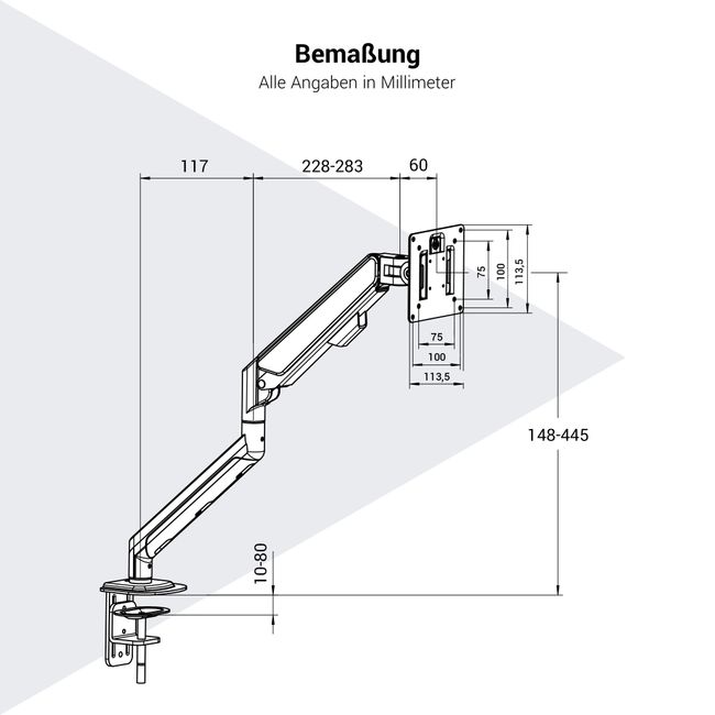 MASTER Monitorhalter | Gasfederunterstützung, 148-445 mm