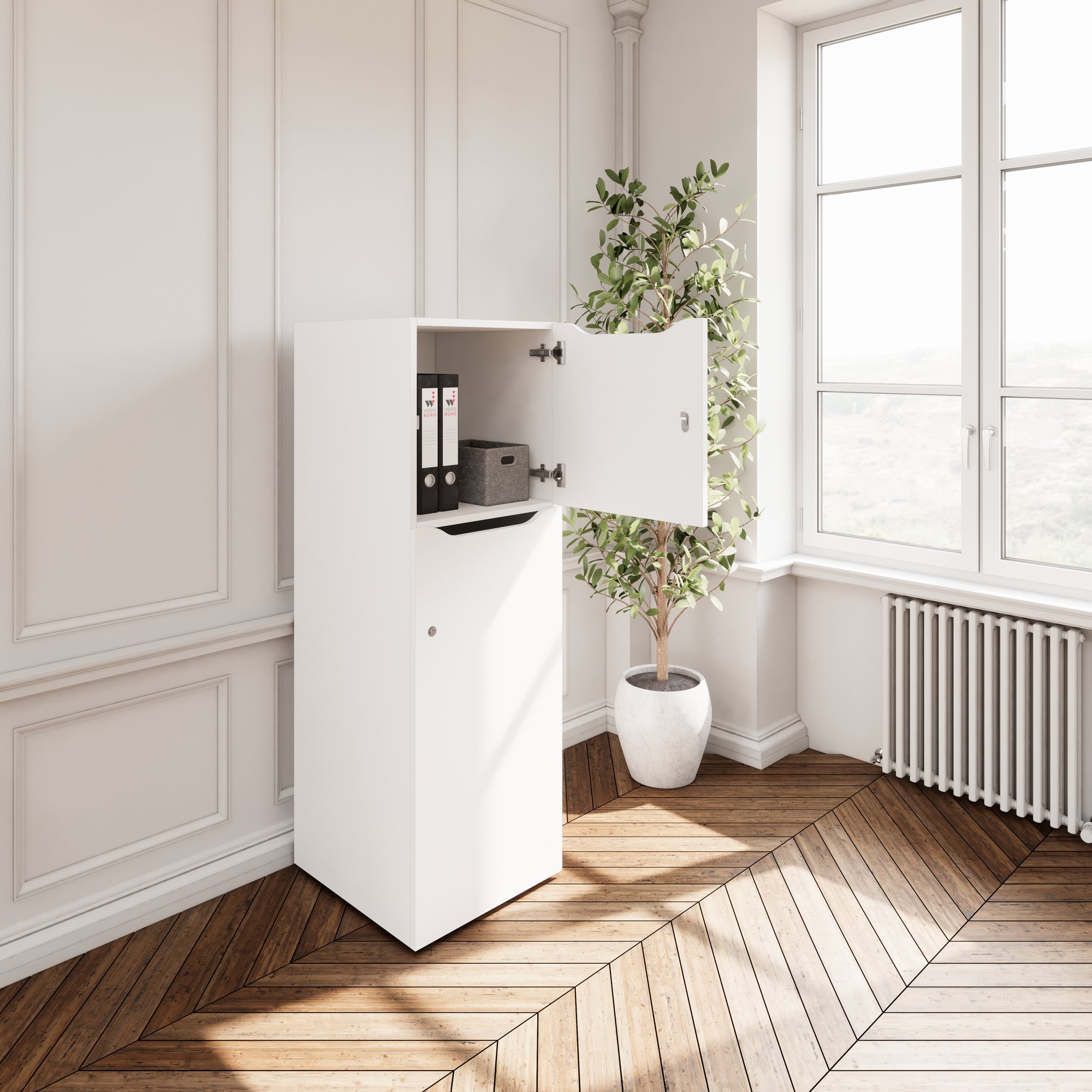 CHOICE Locker | 450 x 1370 mm, 2 or 3 lockers, white - 8 Main Image