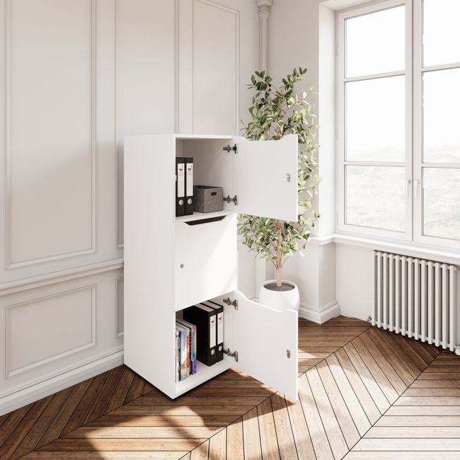 CHOICE Spind | 450 x 1370 mm, 2 oder 3 Schließfächer, Weiß