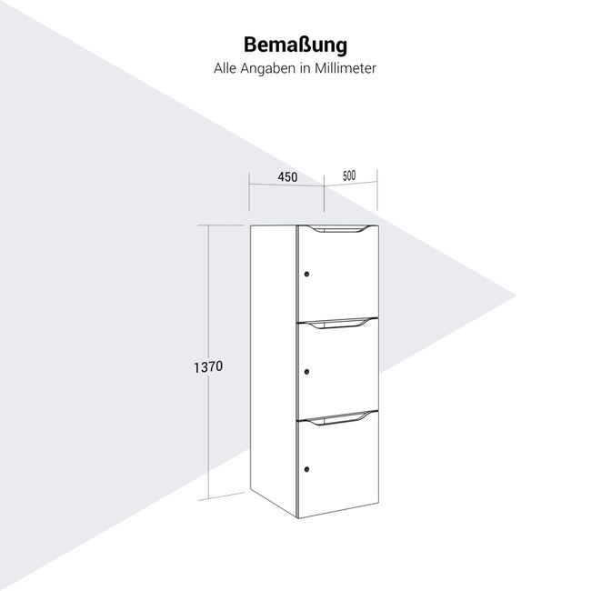 CHOICE Spind | 450 x 1370 mm, 2 oder 3 Schließfächer, Weiß
