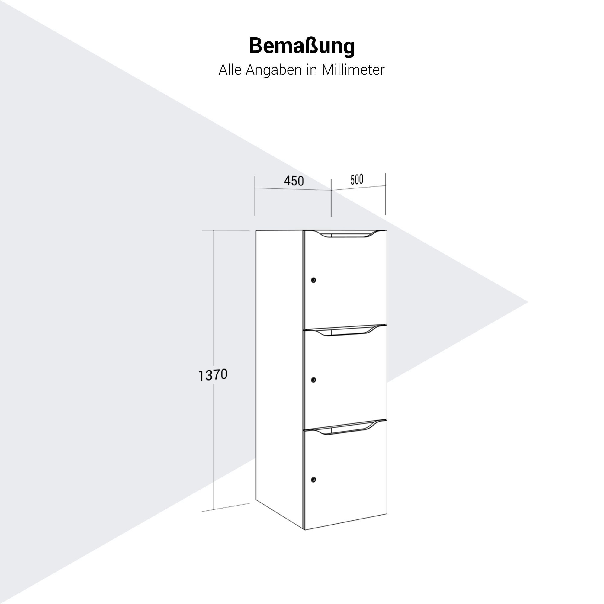 CHOICE locker | 450 x 1370 mm, 2 or 3 lockers, anthracite - 7 Main Image