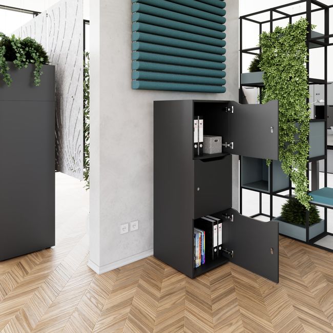 CHOICE Spind | 450 x 1370 mm, 2 oder 3 Schließfächer, Anthrazit