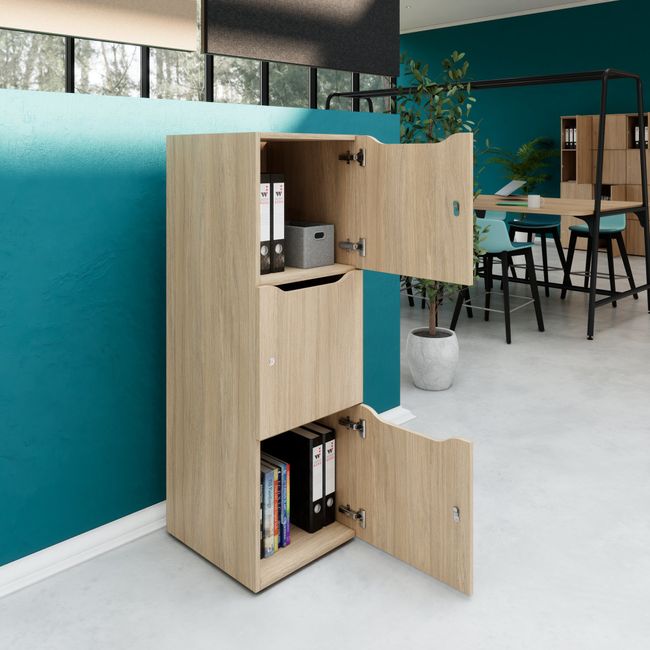 CHOICE Spind | 450 x 1370 mm, 2 oder 3 Schließfächer, Bernsteineiche