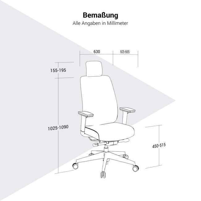 HARDY Bürodrehstuhl | Synchronmechanik, 3D-Armlehnen, Grau-Weiß