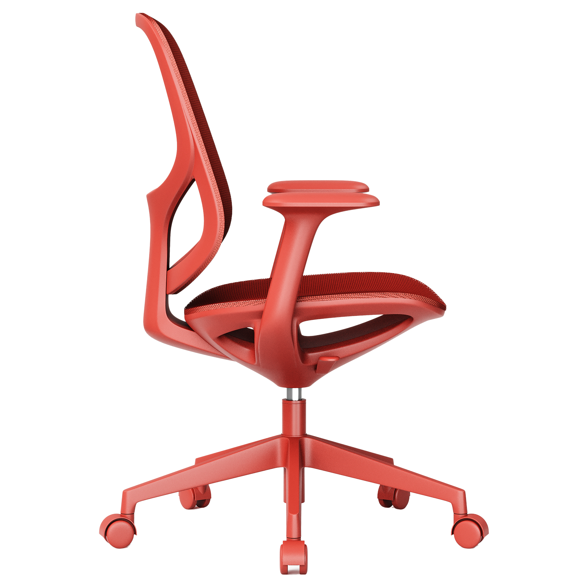 BREATHE Bürodrehstuhl | Feste Armlehnen, 5-Stern-Fußkreuz, Rot - 4 Main Image