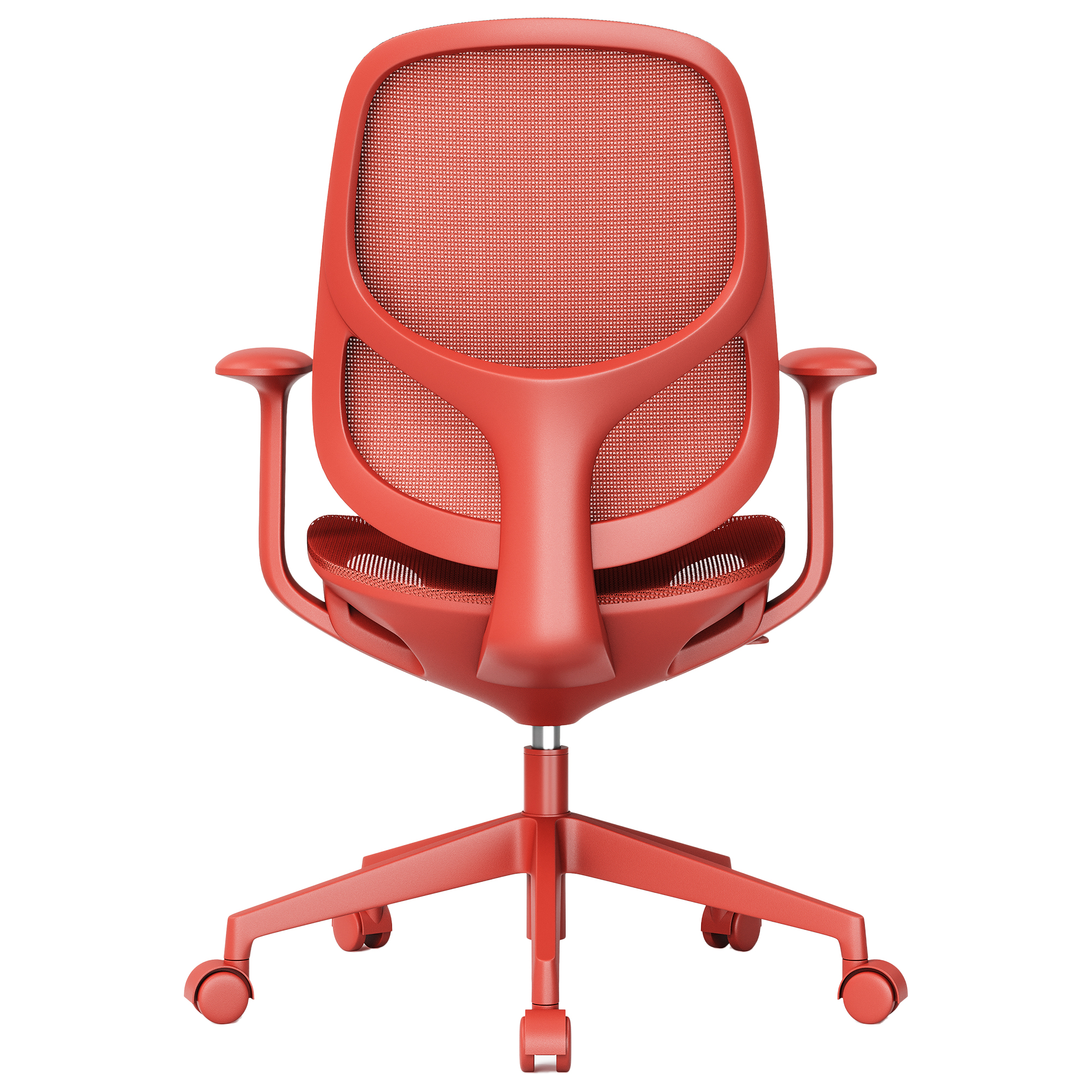 BREATHE Bürodrehstuhl | Feste Armlehnen, 5-Stern-Fußkreuz, Rot - 6 Main Image