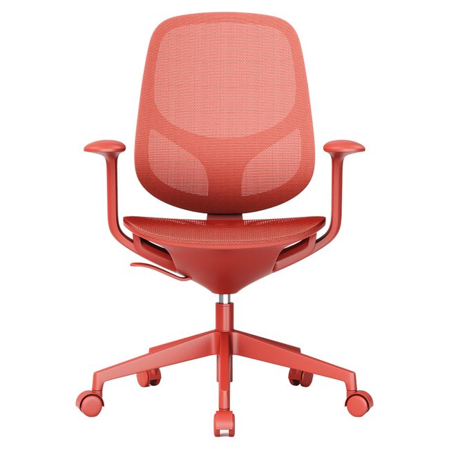 BREATHE Bürodrehstuhl | Feste Armlehnen, 5-Stern-Fußkreuz, Rot