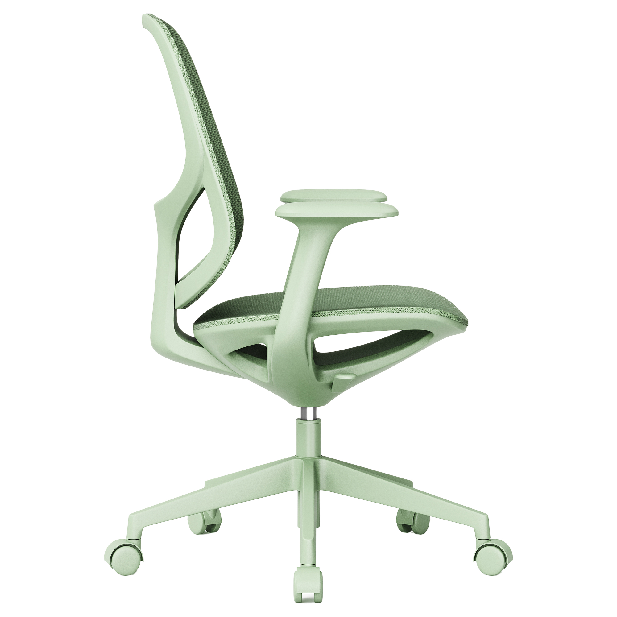 BREATHE Bürodrehstuhl | Feste Armlehnen, 5-Stern-Fußkreuz, Grün - 4 Main Image